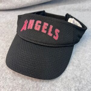 Angels Youth Black Augusta Sportswear Mesh Adjustable Visor Hat Pink Logo Youth